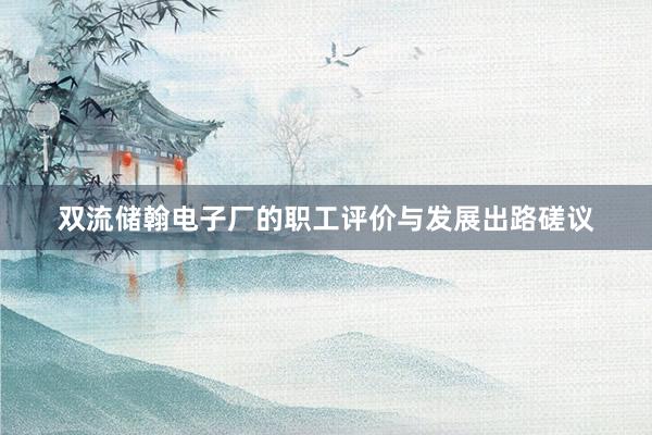 双流储翰电子厂的职工评价与发展出路磋议